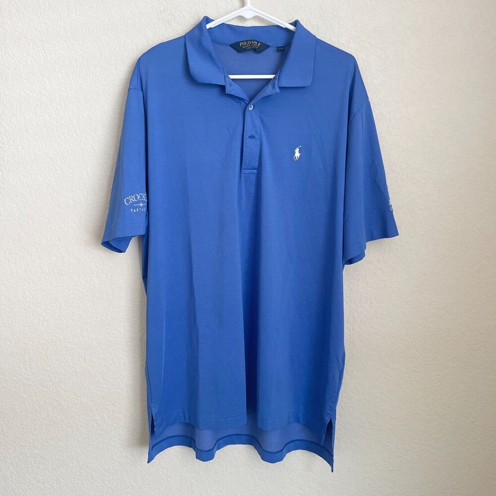 Polo Ralph Lauren Mens Shirt XL Blue Gold Active Performance Crocker Partners